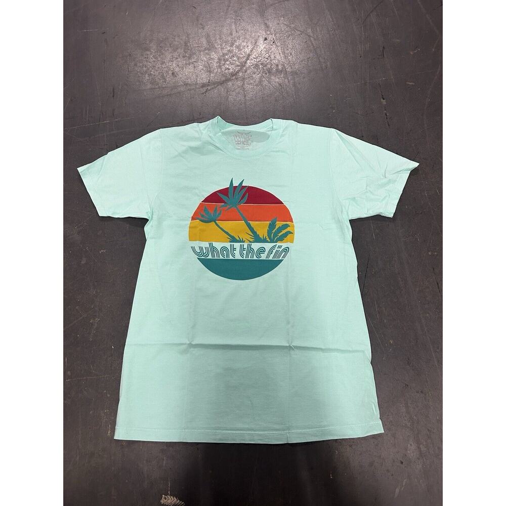What The Fin Fishing T-Shirt Palm Trees Blue Men’s Small